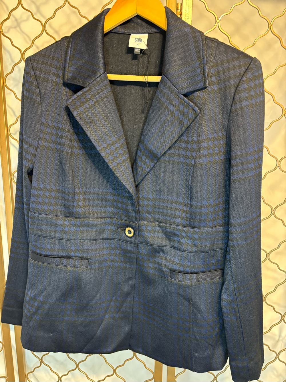 GORGEOUS NWOT CAbi Blue Plaid Single-Button Blazer size M